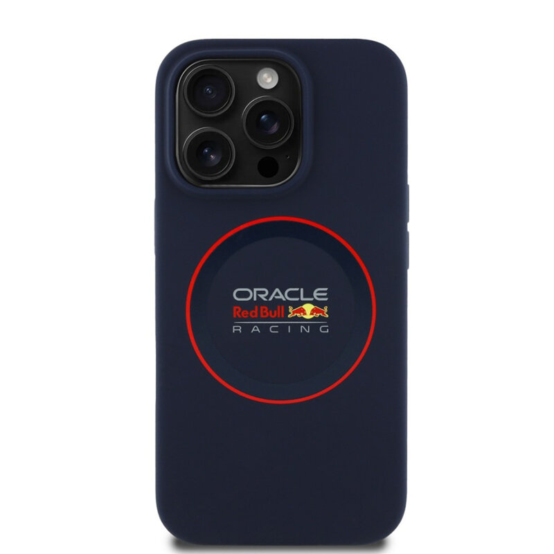 Husa iPhone 14 Pro Red Bull Racing Silicone Red Ring MagSafe, albastru, RBHMP14L24SIILVR