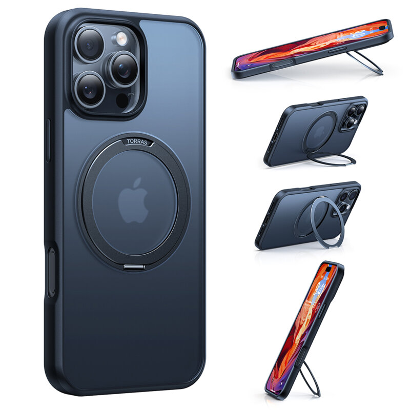 Husa iPhone 16 Plus Torras Ostand Pro MagSafe Series, negru