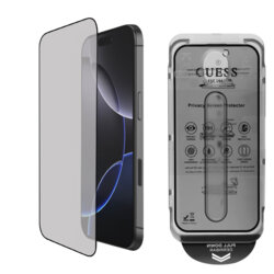 Folie iPhone 16 Pro Guess Privacy 2.5D Outline, negru, GUTGP16LBOKGCIP