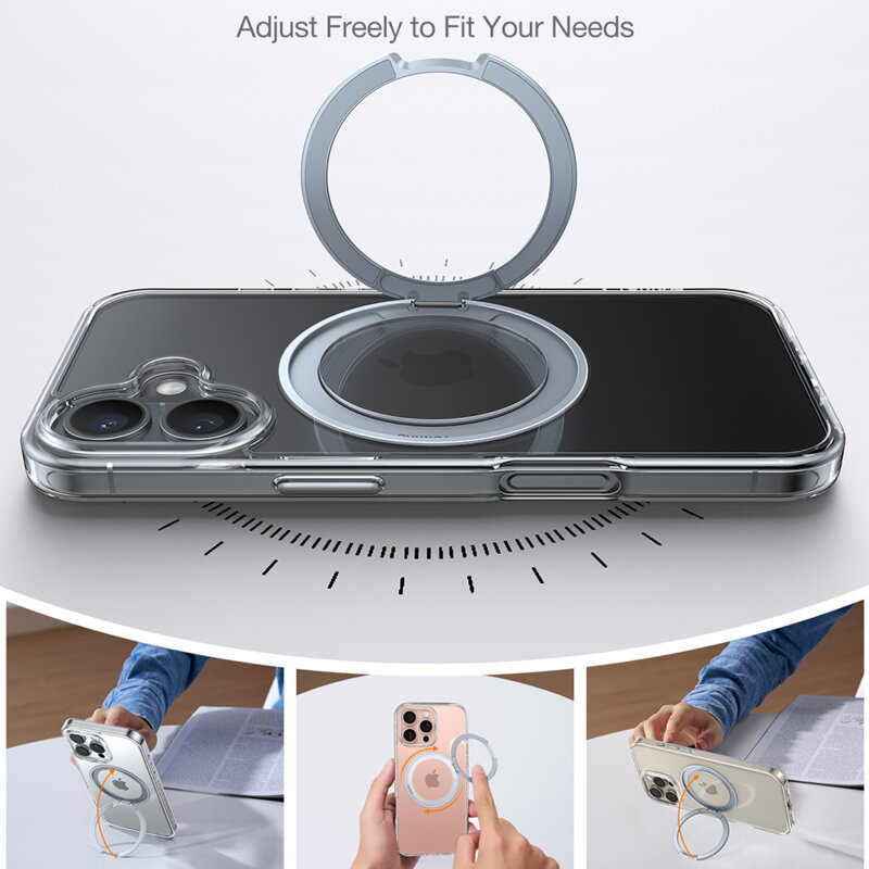 Husa iPhone 16 Torras Ostand Pro MagSafe Series, transparenta