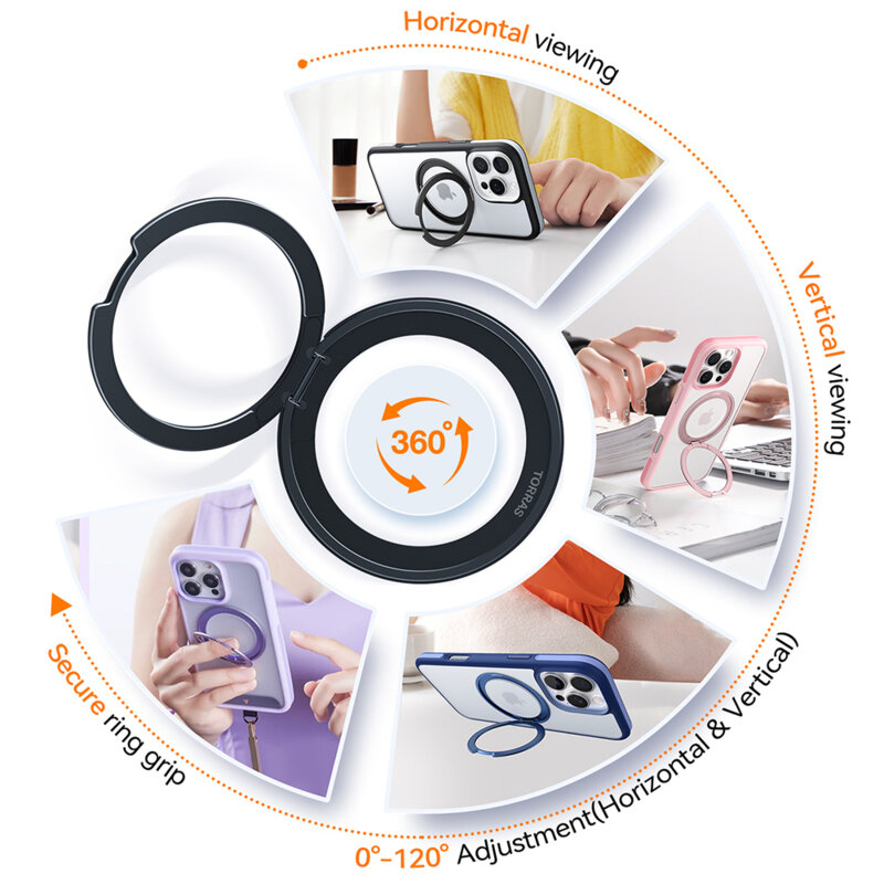 Husa iPhone 16 Pro Torras Ostand R Fusion MagSafe Series, negru