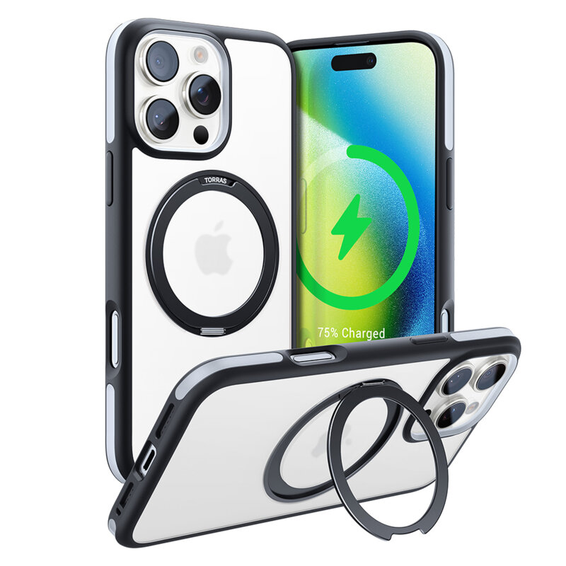 Husa iPhone 16 Pro Max Torras Ostand R Fusion Series, negru