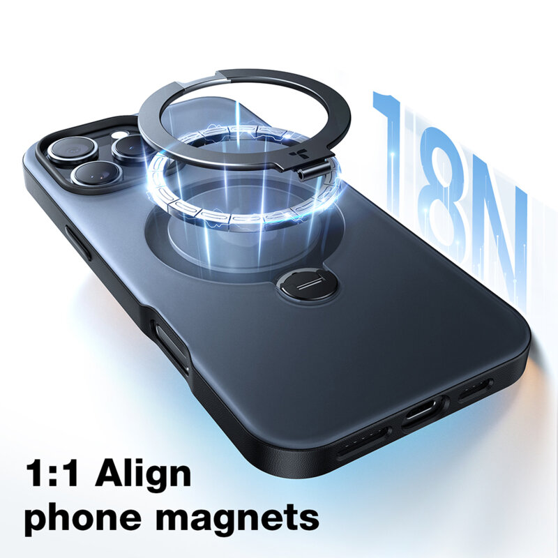 Husa iPhone 16 Plus Torras Ostand Spin MagSafe Series, transparenta