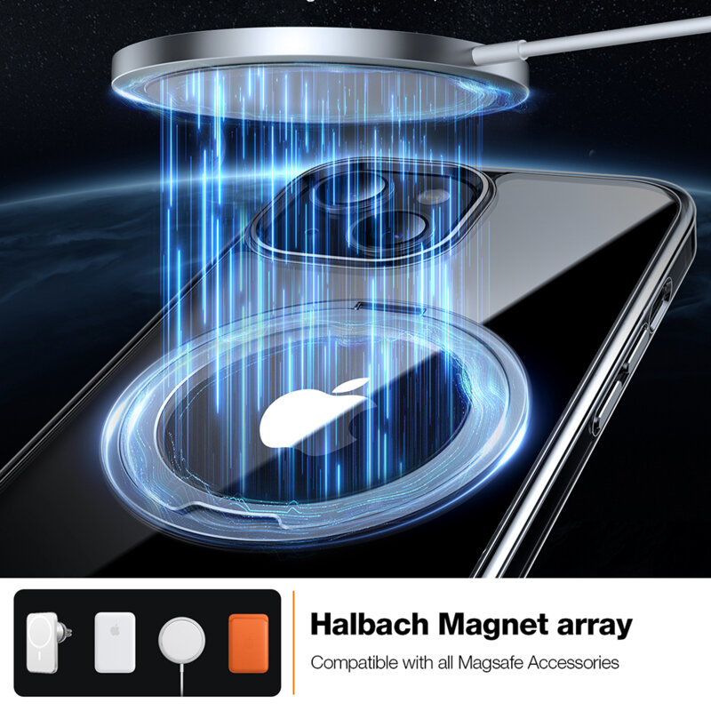 Husa iPhone 15 Torras Ostand Pro MagSafe Series, transparenta