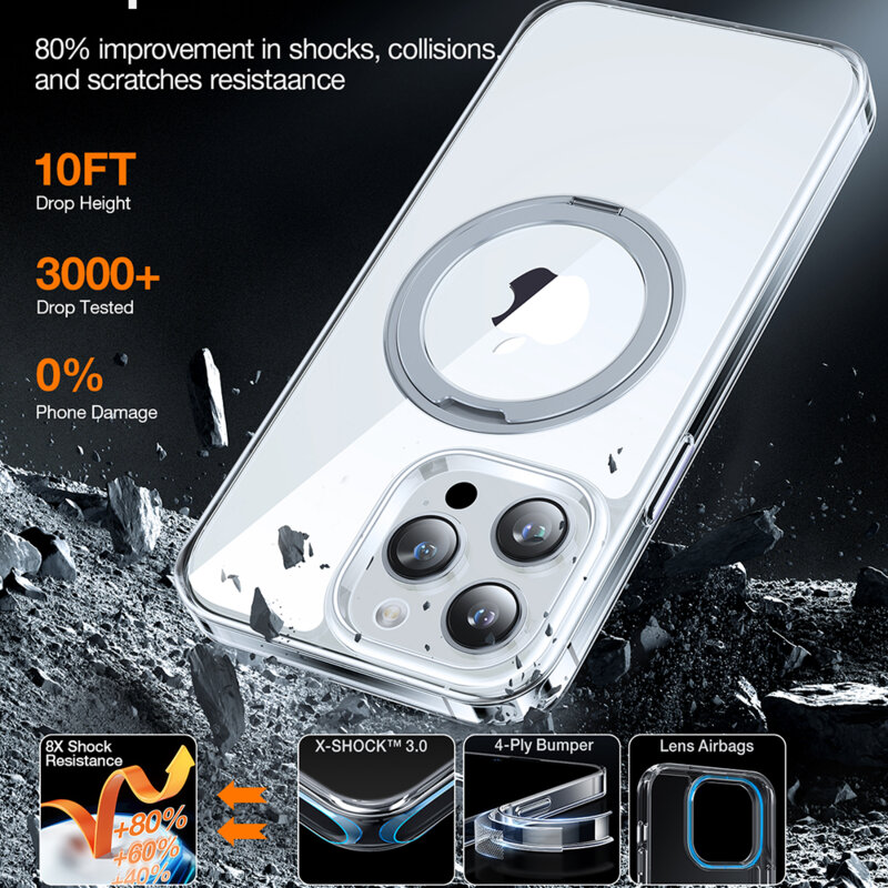 Husa iPhone 15 Pro Torras Ostand Pro Series, transparenta