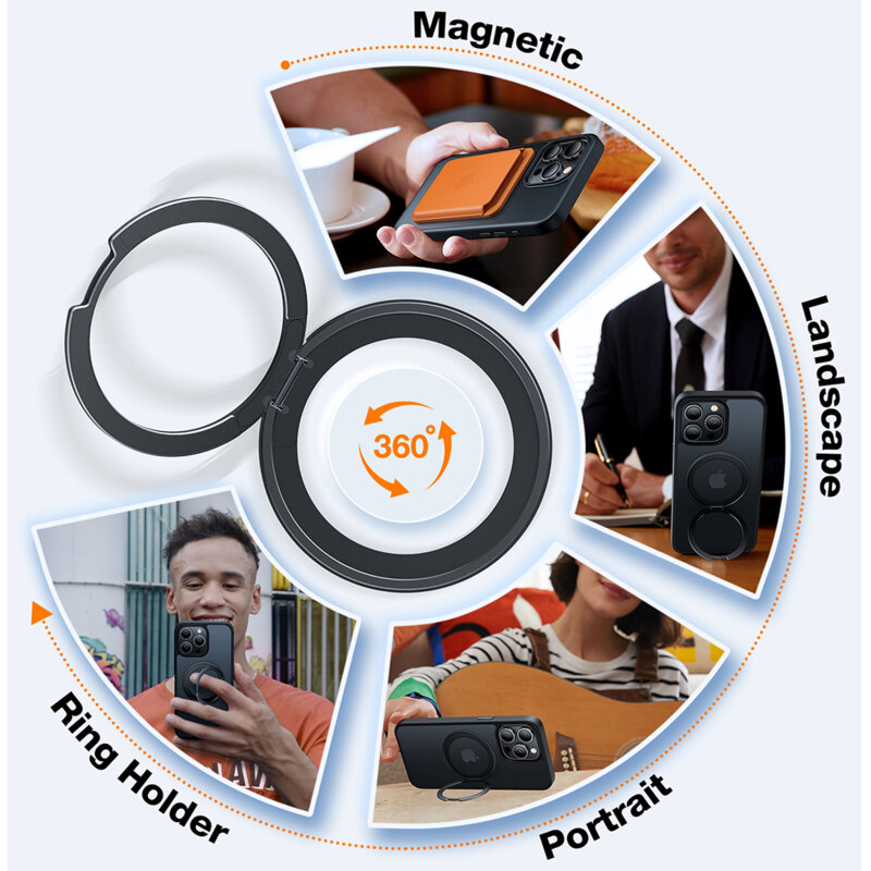 Husa iPhone 15 Pro Max Torras Ostand Pro MagSafe Series, negru