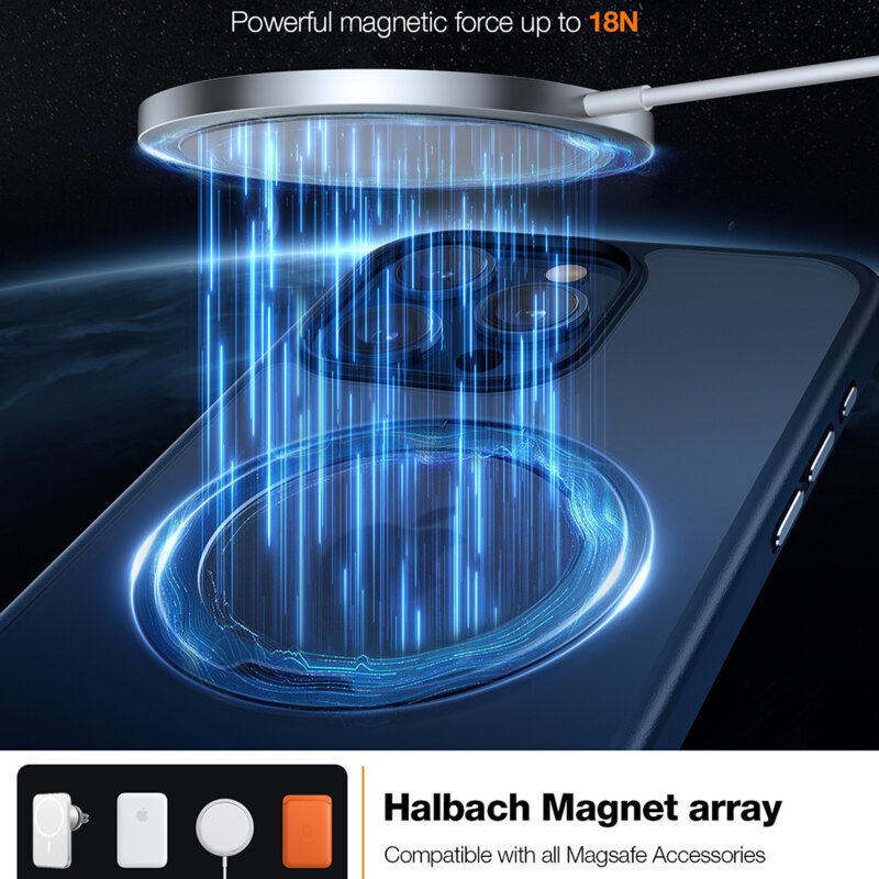 Husa iPhone 15 Pro Torras Ostand Pro MagSafe Series, albastru