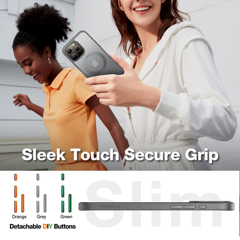 Husa iPhone 15 Pro Torras Ostand Pro MagSafe Series, gri