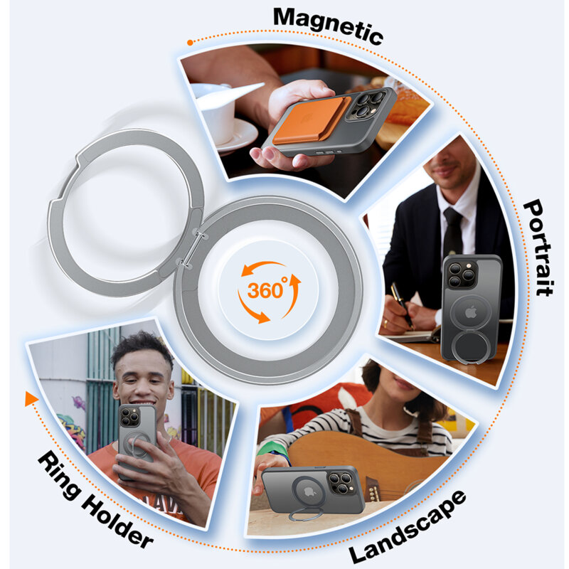 Husa iPhone 15 Pro Torras Ostand Pro MagSafe Series, gri