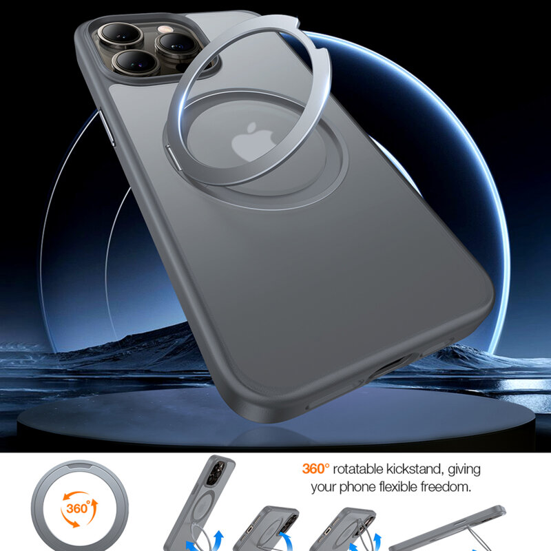 Husa iPhone 15 Pro Max Torras Ostand Pro Series, gri