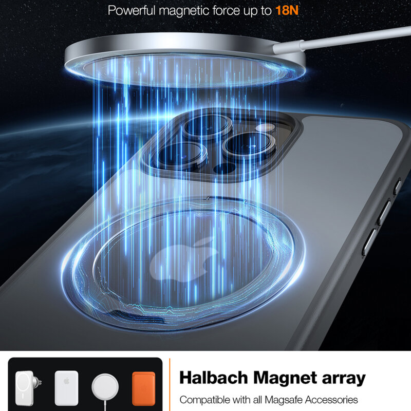 Husa iPhone 15 Pro Max Torras Ostand Pro MagSafe Series, gri