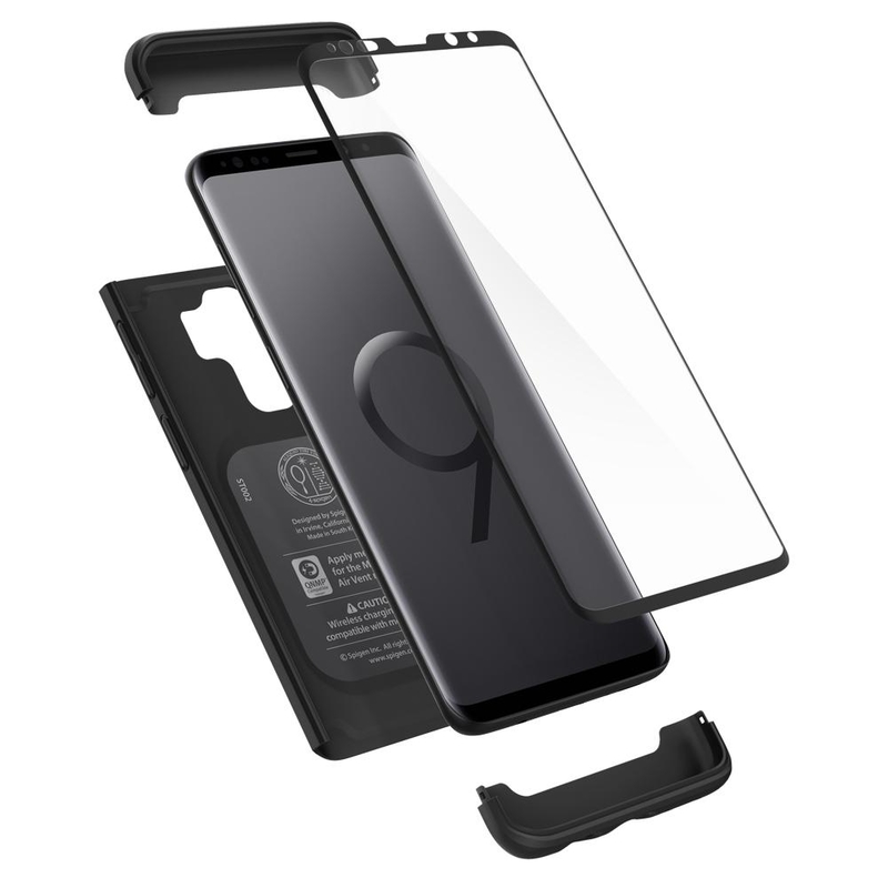 [PACHET 360°] Husa + Sticla Samsung Galaxy S9+ Plus Thin Fit SPIGEN - Black
