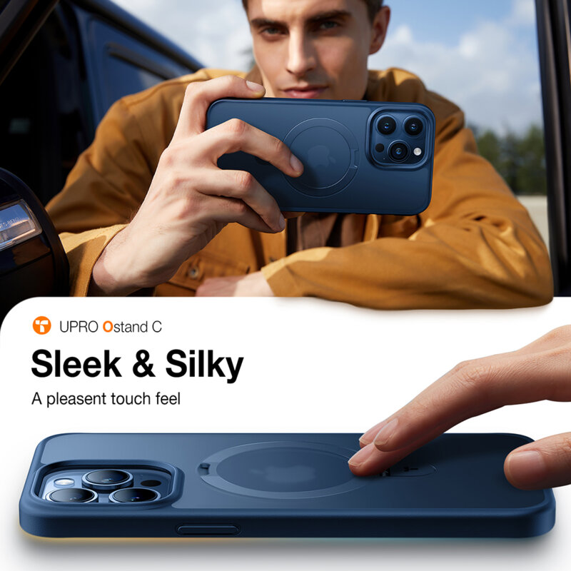 Husa iPhone 15 Pro Max Torras Ostand MagSafe Series, albastru