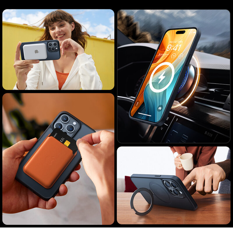 Husa iPhone 15 Pro Torras Ostand MagSafe Series, negru