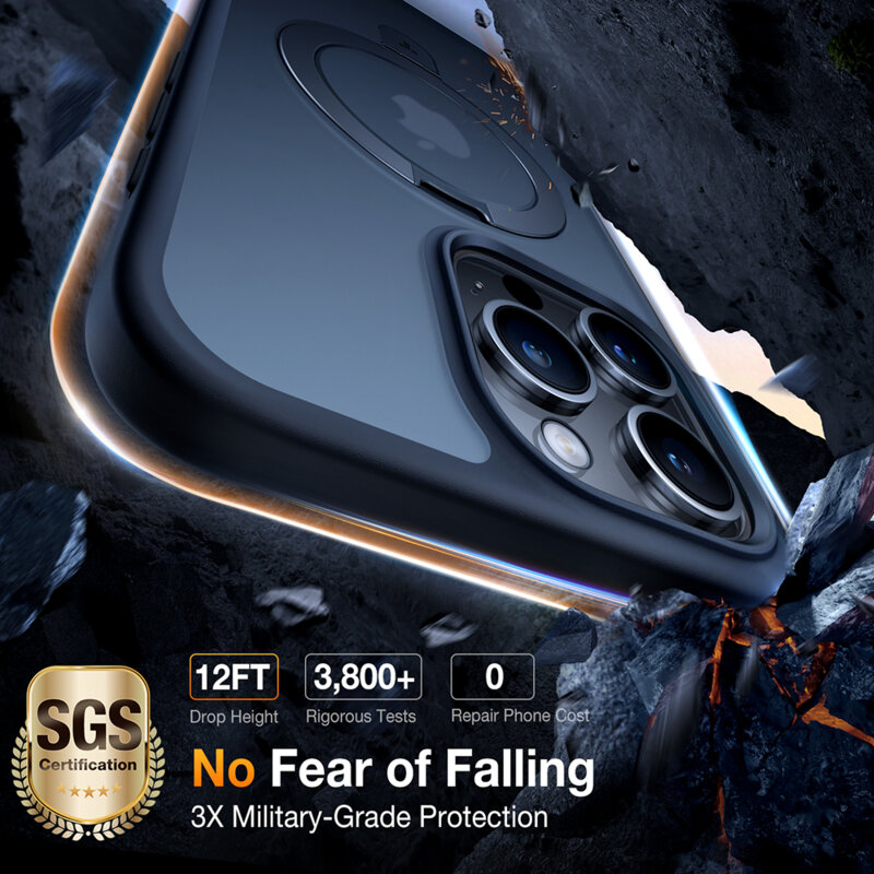 Husa iPhone 15 Pro Max Torras Ostand MagSafe Series, negru