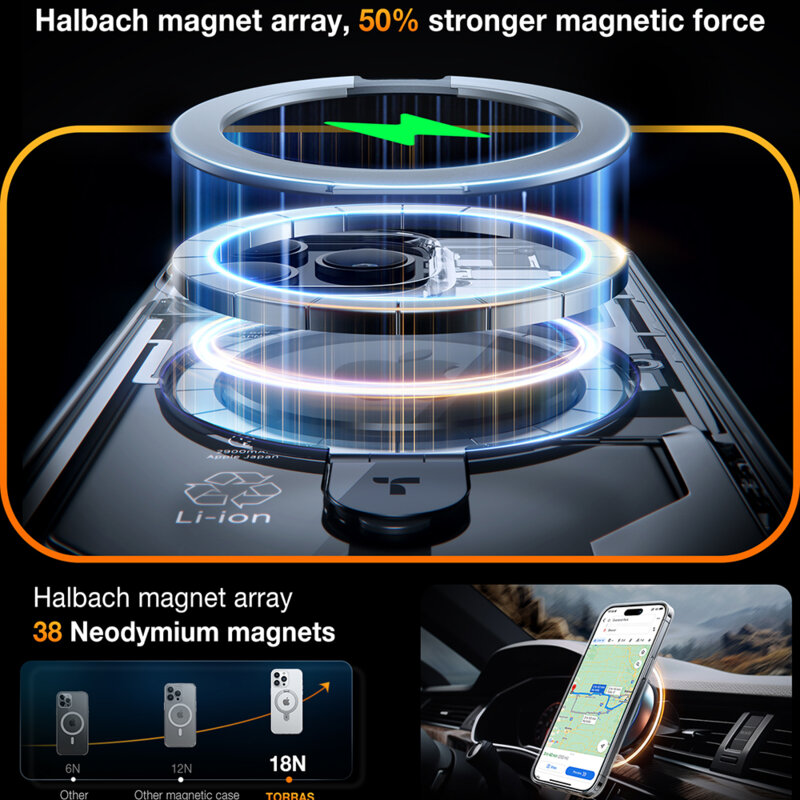 Husa iPhone 15 Pro Torras Ostand MagSafe Series, transparenta