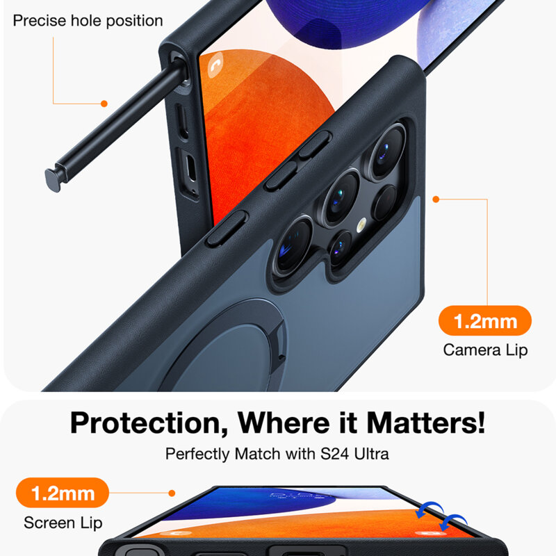 Husa Samsung Galaxy S24 Ultra Torras Ostand MagSafe Series, negru