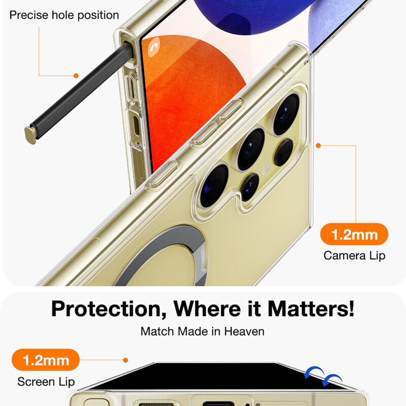Husa Samsung Galaxy S24 Ultra Torras Ostand MagSafe Series, transparenta
