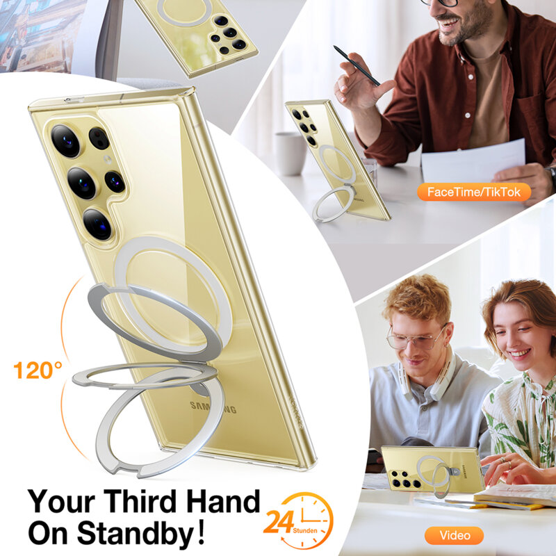 Husa Samsung Galaxy S24 Ultra Torras Ostand MagSafe Series, transparenta