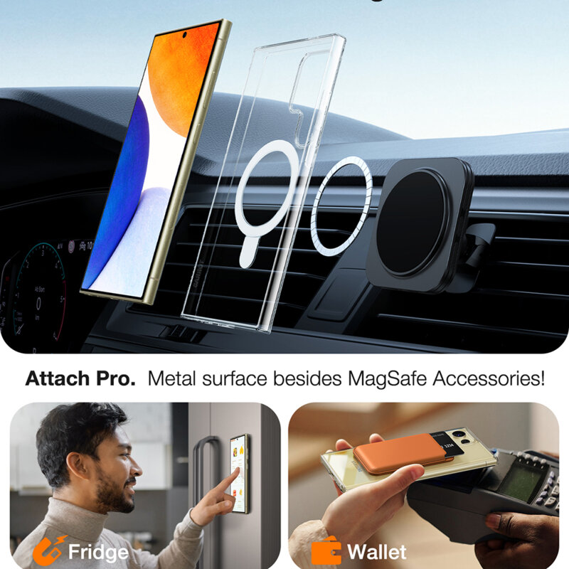 Husa Samsung Galaxy S24 Ultra Torras Ostand MagSafe Series, transparenta