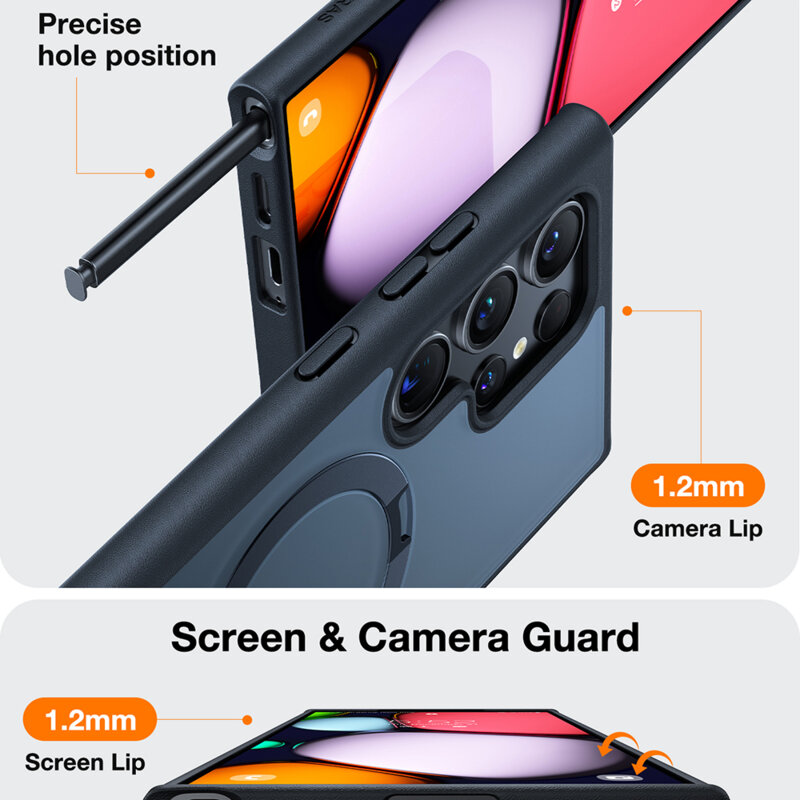 Husa Samsung Galaxy S24 Ultra Torras Ostand Spin MagSafe Series, negru