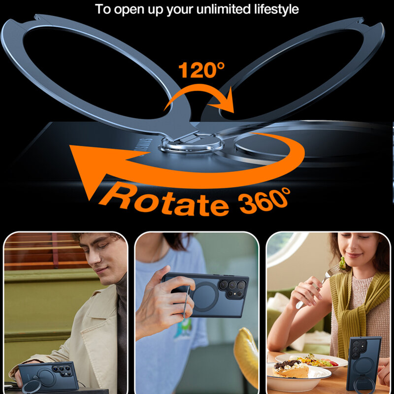 Husa Samsung Galaxy S24 Ultra Torras Ostand Spin MagSafe Series, negru