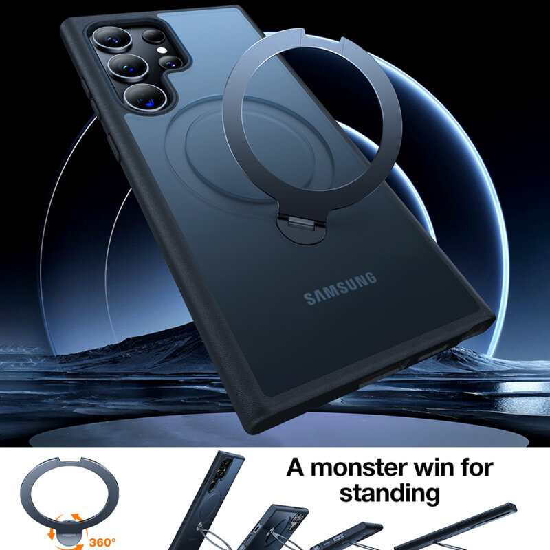 Husa Samsung Galaxy S24 Ultra Torras Ostand Spin MagSafe Series, negru