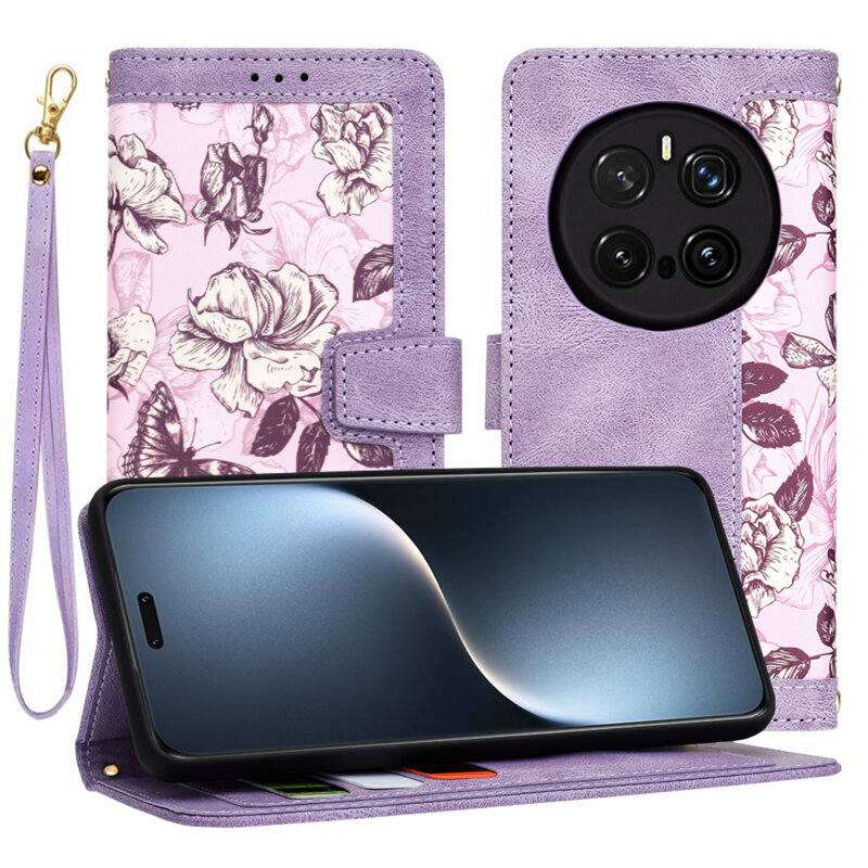 Husa personalizata fete Honor Magic7 Pro Techsuit FlipCraft, mov