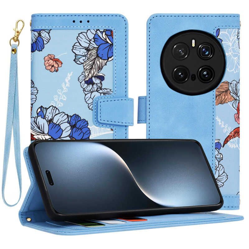 Husa personalizata fete Honor Magic7 Pro Techsuit FlipCraft, bleu