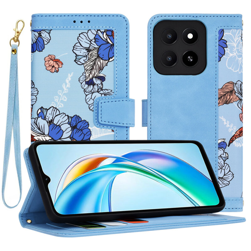 Husa personalizata fete Honor X5b Techsuit FlipCraft, bleu