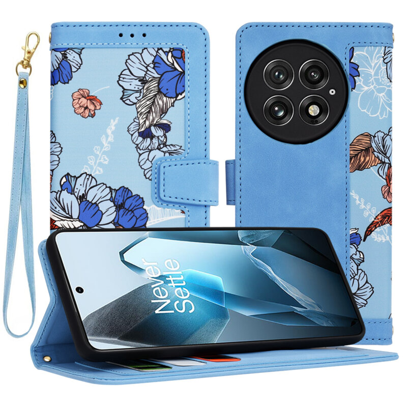 Husa personalizata fete OnePlus 13 Techsuit FlipCraft, bleu