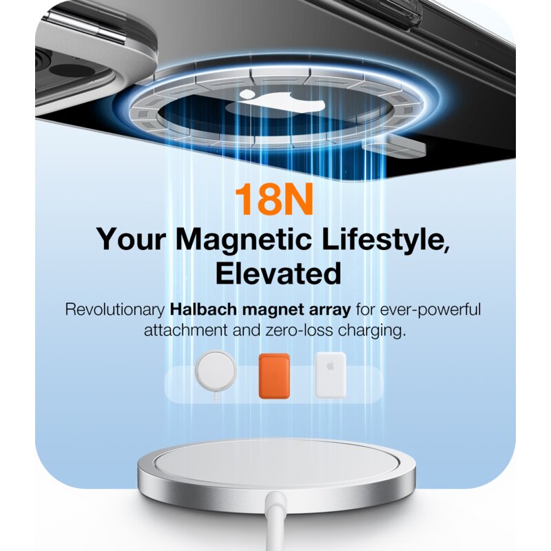 Husa iPhone 15 Pro Torras Lstand MagSafe, transparenta