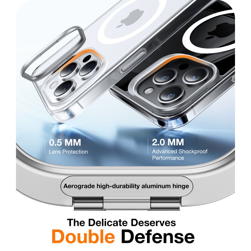 Husa iPhone 15 Pro Torras Lstand MagSafe, transparenta