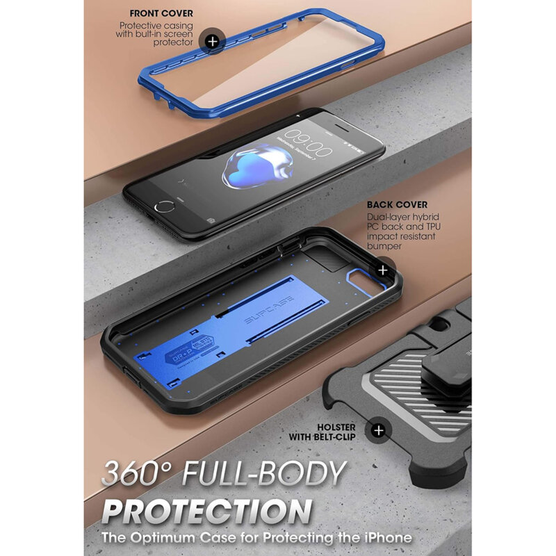 Husa iPhone 8 Supcase Unicorn Beetle Pro, albastru