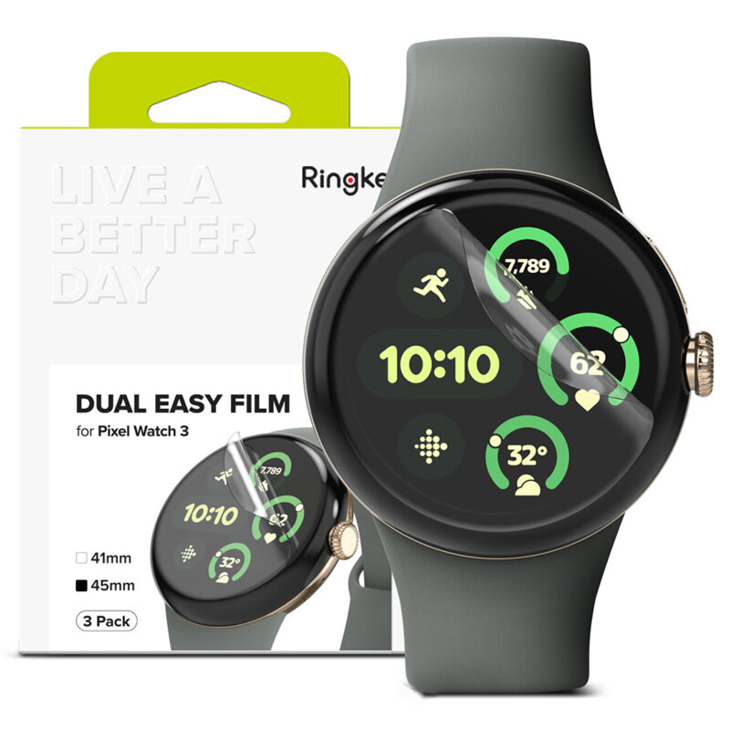 [Pachet 3x] Folie Google Pixel Watch 3 45mm Ringke Dual Easy Film, transparenta