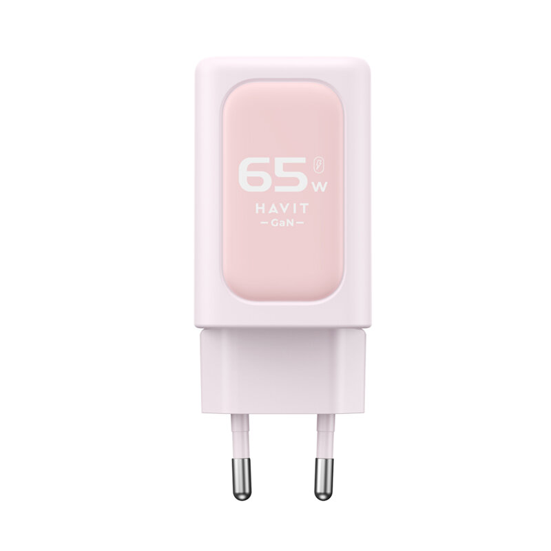 Incarcator priza USB 2x Type-C 65W Havit UC260 EU, roz