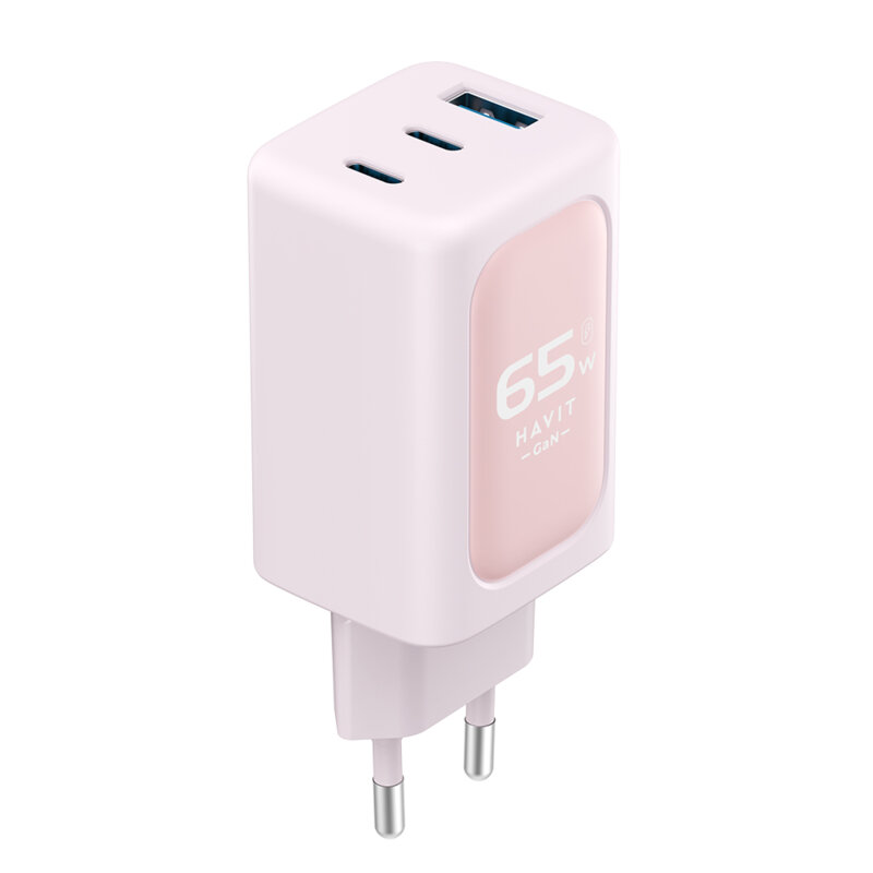 Incarcator priza USB 2x Type-C 65W Havit UC260 EU, roz
