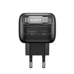 Incarcator priza USB Type-C 35W + cablu Type-C Havit UC251 EU, negru / gri