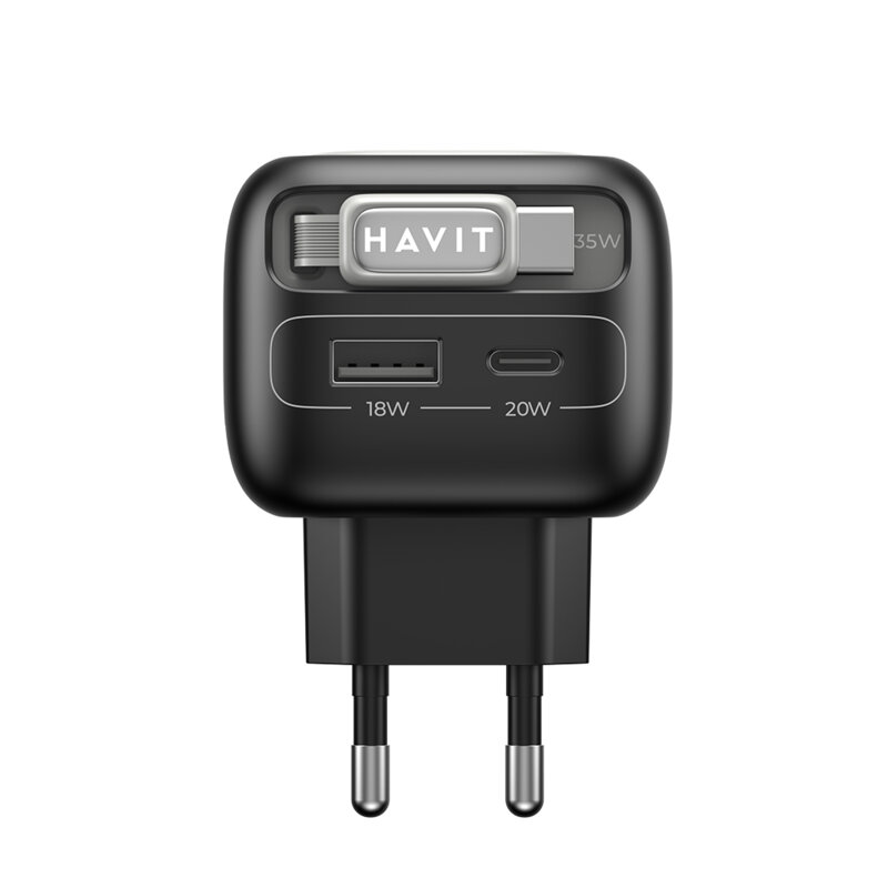 Incarcator priza USB Type-C 35W + cablu Type-C Havit UC251 EU, negru / gri