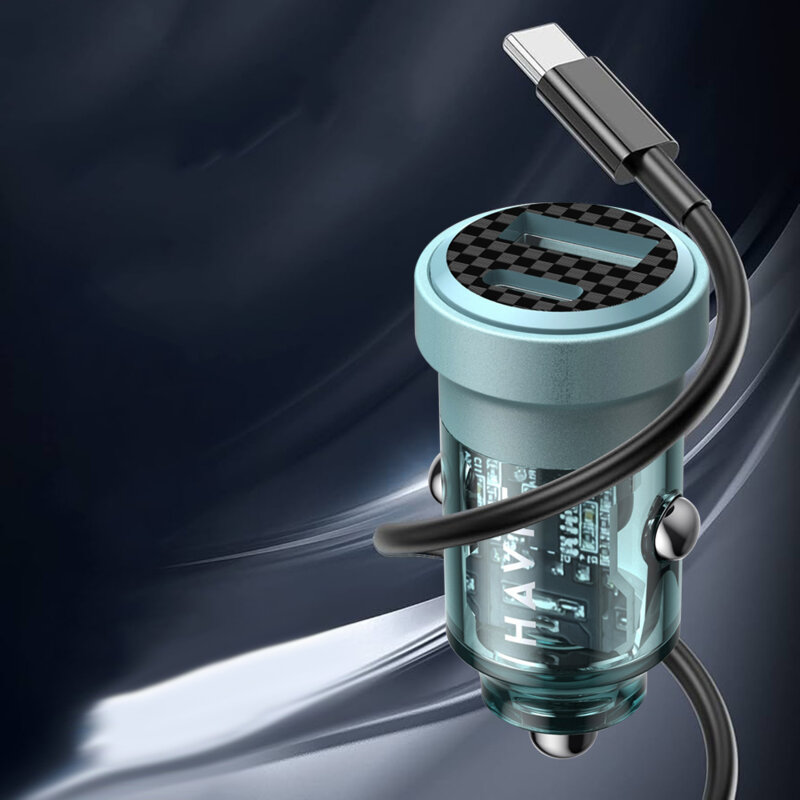Incarcator auto bricheta PD30W Havit CC2016, albastru
