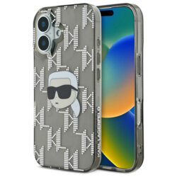 Husa iPhone 16 Karl Lagerfeld IML Luxury Electroplated, Karl Head, negru, KLHCP16SHKLPKHK