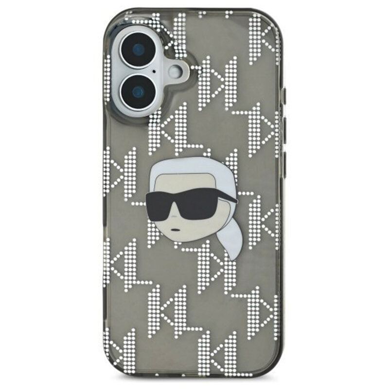 Husa iPhone 16 Karl Lagerfeld IML Luxury Electroplated, Karl Head, negru, KLHCP16SHKLPKHK