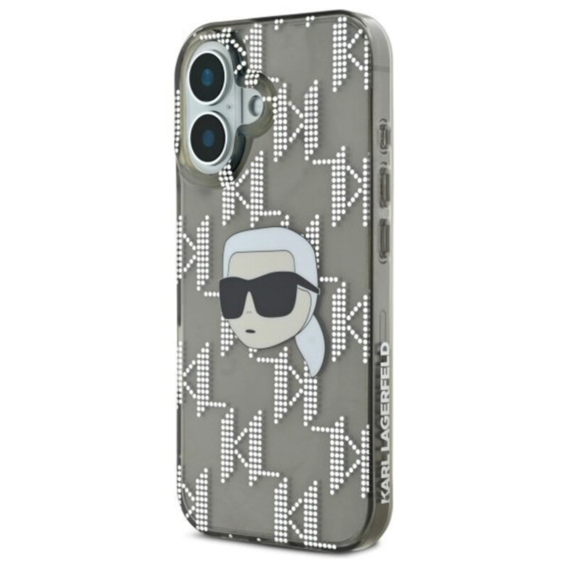 Husa iPhone 16 Karl Lagerfeld IML Luxury Electroplated, Karl Head, negru, KLHCP16SHKLPKHK