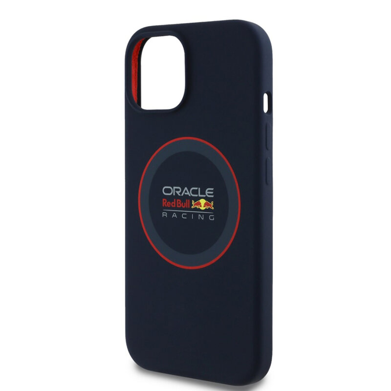 Husa iPhone 15 Red Bull Racing Silicone Red Ring MagSafe, albastru, RBHMP15S24SIILVR