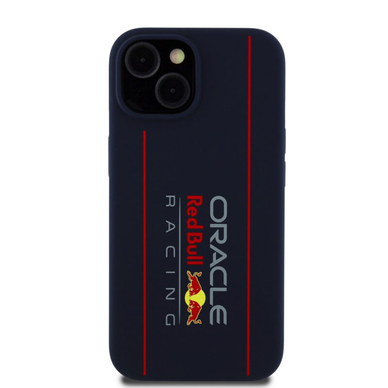 Husa iPhone 15 Red Bull Racing Silicone Oversize Vertical Logo MagSafe, bleumarin, RBHMP15S24SIOLRV
