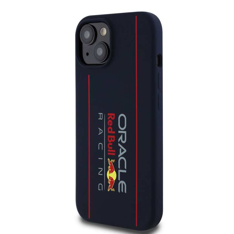 Husa iPhone 15 Red Bull Racing Silicone Oversize Vertical Logo MagSafe, bleumarin, RBHMP15S24SIOLRV