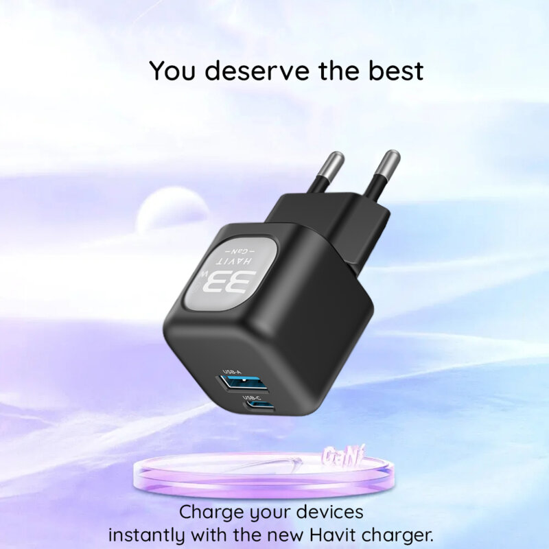 Incarcator priza USB Type-C 33W Havit UC230 EU, negru / gri