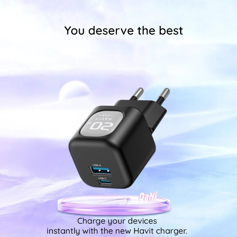 Incarcator priza USB Type-C 20W Havit UC220 EU, negru / gri