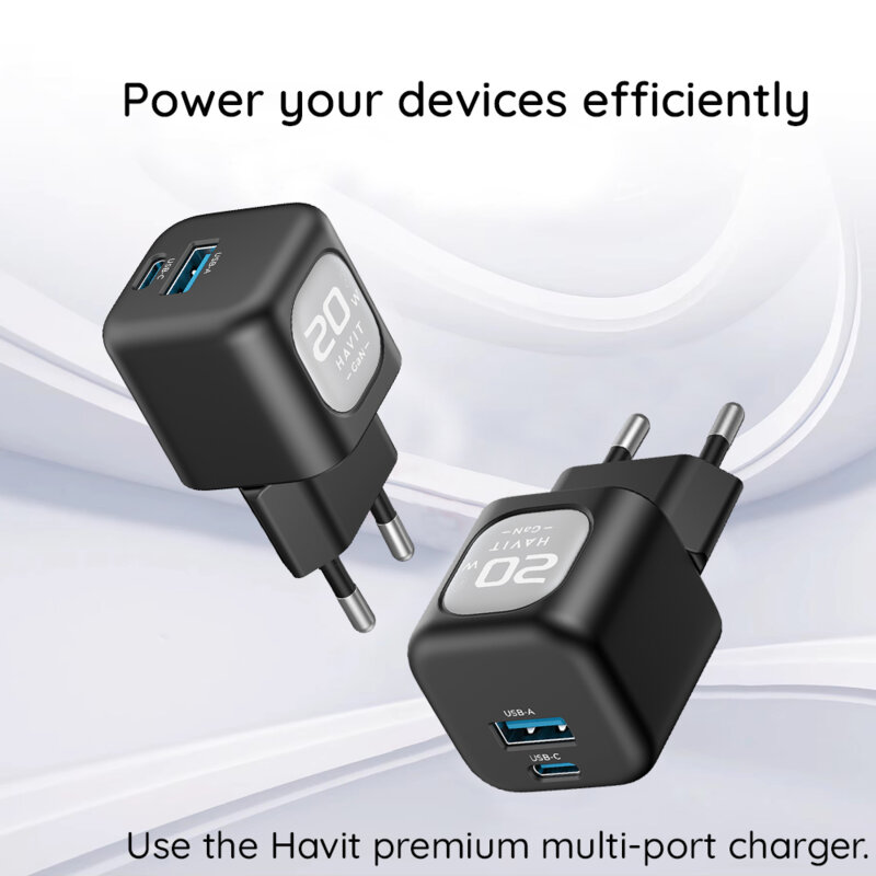 Incarcator priza USB Type-C 20W Havit UC220 EU, negru / gri