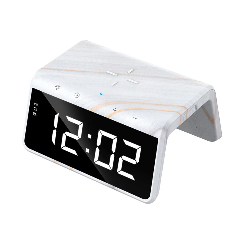 Incarcator wireless cu ceas digital 15W Havit W320, marble